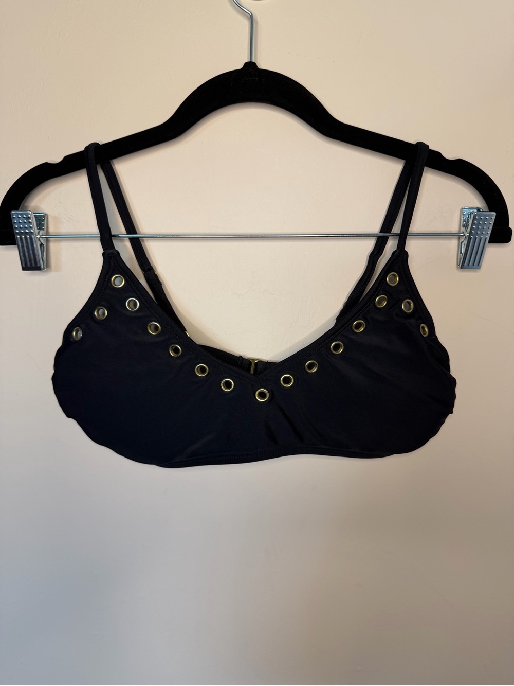 Xhilaration Black Bikini Top with Gold Eyelets